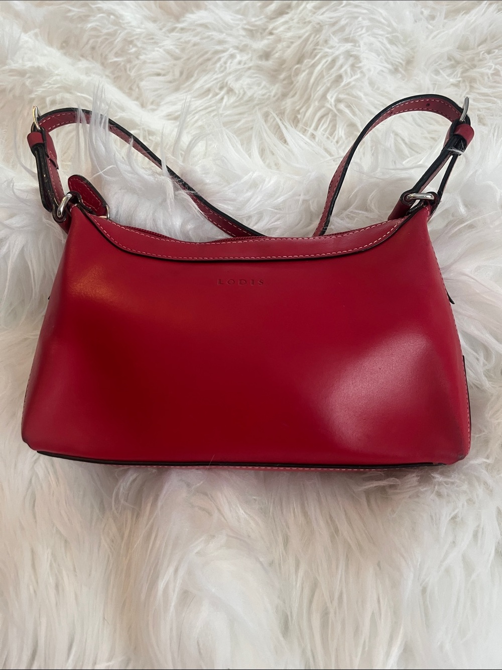 Lodis Smooth Red Leather Shoulder Bag